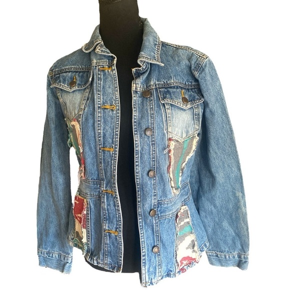 PERISCOPE AUTHENTIC PS-3983 Embroidered Patch Denim Jacket Front/Back Medium - Picture 3 of 17